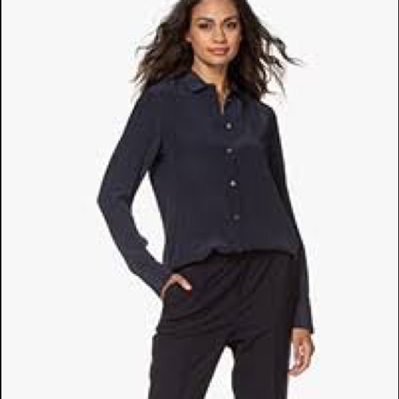 Vince Slim Fit Silk Blouse With Stretch 